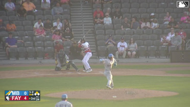 Nick Monistere doubles (3) on a sharp line drive to left fielder Jose Escobar. Josh Wakefield scores.