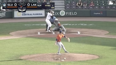 Jude Warwick homers (1) on a fly ball to right field.