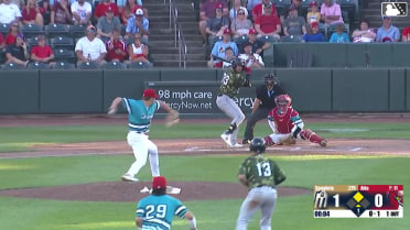 Romeo Sanabria singles on a ground ball to right fielder Won-Bin Cho. Ryan Jackson scores.