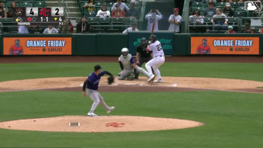 Jake Holton out on a sacrifice fly to left fielder Drew Avans. Victor Bericoto scores.