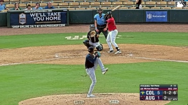 Michael Martinez homers (2) on a fly ball to left center field. Tanner Smith scores.