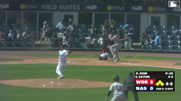 Nate Eaton singles on a fly ball to center fielder Luis Lara. Mikey Romero scores. Mickey Gasper to 3rd. Kristian Campbell to 2nd.