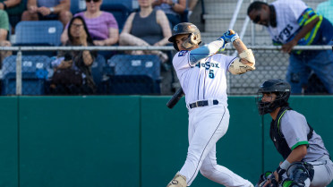 Korbyn Dickerson homers (1) on a fly ball to right field.