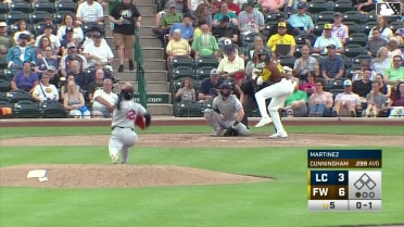 Jake Cunningham homers (13) on a fly ball to left center field.