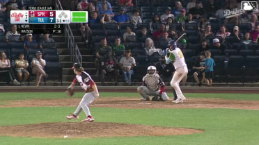 Kyle Nevin homers (5) on a fly ball to left field.