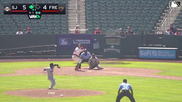 Tanner Thach singles on a ground ball to center fielder Andy Polanco, deflected by shortstop Jhonny Level. Derek Bernard scores.