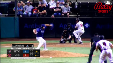Victor Santana singles on a line drive to center fielder Drew Burress. Jake Duer scores. Victor Santana to 2nd.