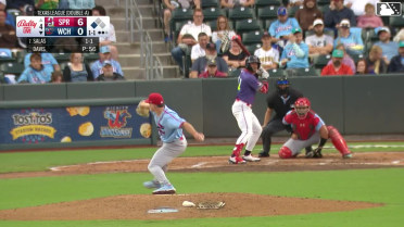 Jose Salas doubles (5) on a sharp line drive to right fielder Miguel Villarroel. Kala'i Rosario scores.
