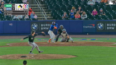 Vidal Bruján doubles (4) on a ground ball to left fielder Johnathan Rodríguez. Cristian Pache scores.
