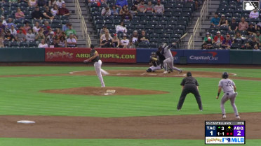 Michael Arroyo triples (4) on a sharp fly ball to right fielder Conner Capel. Axel Sanchez scores.