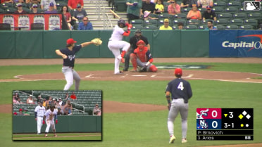 Victor Arias singles on a ground ball to right fielder Dylan Campbell. Adrian Pinto scores.