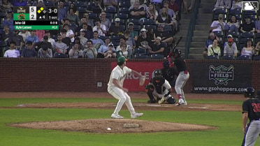 John Gil out on a sacrifice fly to center fielder Brian Sanchez. Colin Burgess scores.