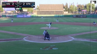 Adrian De Leon homers (1) on a fly ball to left center field.
