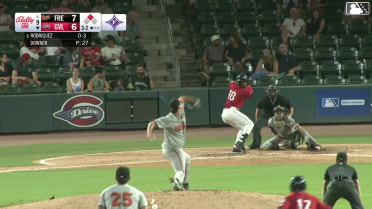 Yophery Rodriguez singles on a line drive to left fielder Colin Tuft. Stanley Tucker scores.