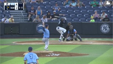Roderick Arias out on a sacrifice fly to left fielder Elijah Green. Eric Genther scores.