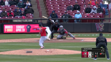Josh Adamczewski singles on a ground ball to second baseman Cade McGee. Andrew Fischer scores. Josh Adamczewski to 2nd. Josh Adamczewski advances to 2nd, on a throwing error by second baseman Cade McGee.