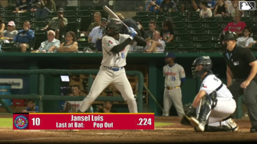 Jansel Luis triples (1) on a sharp line drive to center fielder Kai Roberts. Manuel Pena scores.