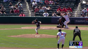 Andrew Knizner singles on a ground ball to center fielder Ryan Waldschmidt. Blaine Crim scores. Zac Veen to 2nd.