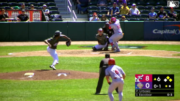 Aroon Escobar doubles (7) on a line drive to left fielder David Guzman. Dante Nori scores. Bryan Rincon to 3rd.