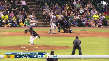Grady Emerson singles on a ground ball to first baseman Tyson Moran. Jack Lines scores.