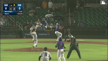 Owen Ayers singles on a sharp line drive to center fielder Duke Ellis. BJ Murray scores.