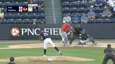 Brett Baty hits a three-run homer to left field