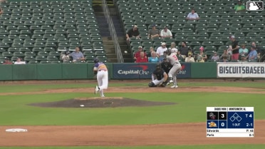 Kyren Paris doubles (2) on a ground ball to first baseman Will Simpson. Tucker Flint scores.