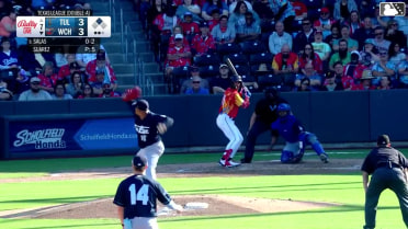 Jose Salas singles on a line drive to right fielder Josue De Paula. Harry Genth scores.