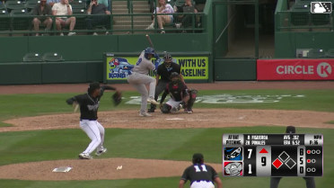 Derlin Figueroa out on a sacrifice fly to center fielder Rodney Green Jr. Luke Pelzer scores.