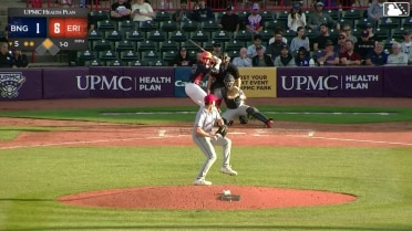 Chris Meyers doubles (13) on a sharp line drive to center fielder Jose Ramos. Thayron Liranzo scores.