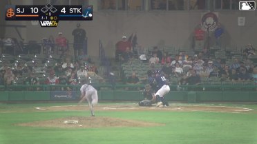 Roman Martin homers (1) on a fly ball to right field.