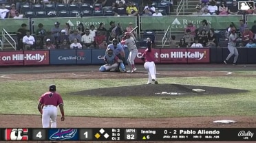 Pablo Aliendo doubles (2) on a sharp line drive to left fielder Emaarion Boyd. Cam Collier scores.