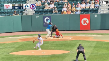 Jacob Cozart grounds out softly to first baseman Sam Brown. Jaison Chourio scores. Alfonsin Rosario to 2nd.