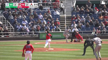 Roc Riggio singles on a line drive to left fielder Will Turner. Andy Perez scores.