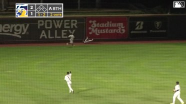 Petey Halpin hangs on for a great catch in center