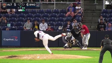 Easton Carmichael singles on a sharp line drive to left fielder Corey Collins. Titus Dumitru scores.