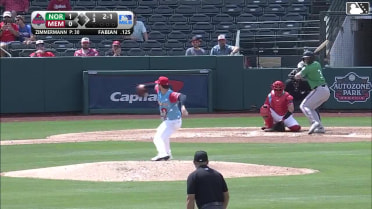 Jud Fabian homers (1) on a fly ball to left center field.