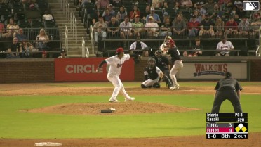 Shane Sasaki singles on a ground ball to second baseman Rikuu Nishida, deflected by pitcher Jairo Iriarte. Ruben Ibarra scores. Michael Trautwein to 2nd.