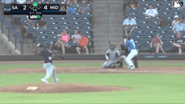 Casey Yamauchi doubles (1) on a line drive to center fielder Kai Roberts. Bobby Boser scores.
