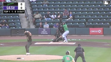 Easton Carmichael singles on a ground ball to center fielder Ryan Burrowes. Sammy Stafura scores. Matt King to 2nd.