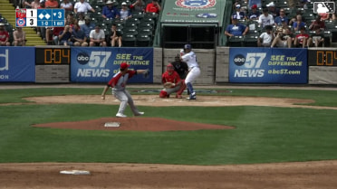 Leonel Espinoza singles on a ground ball to left fielder Alex McCoy. Ty Southisene scores. Matt Halbach to 2nd.