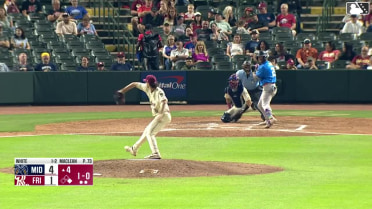 Tommy White doubles (3) on a sharp line drive to left fielder Jake Snider. Leo De Vries scores.