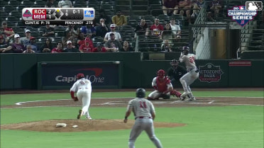 Andrew Pinckney doubles (1) on a ground ball to left fielder Zach Levenson. Leandro Pineda scores.