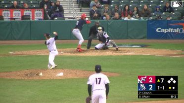 Austin Murr homers (5) on a fly ball to right field. Bryson Ware scores.