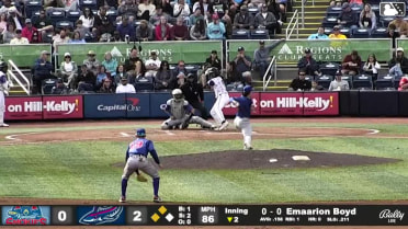 Emaarion Boyd doubles (2) on a sharp line drive to center fielder Carter Trice. Michael Snyder scores. Gage Miller scores.