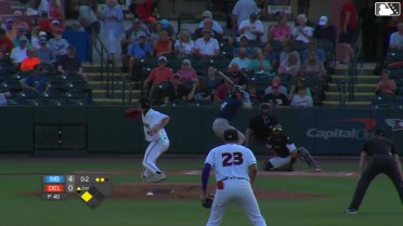Eli Lovich singles on a sharp line drive to right fielder Braylon Whitaker. Alexis Hernandez scores.