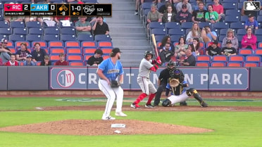 Diego Velasquez doubles (8) on a line drive to left fielder Nick Mitchell. Maui Ahuna scores.