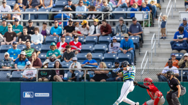 Axel Sanchez singles on a line drive to center fielder Jake Casey. Cesar Quintas scores.