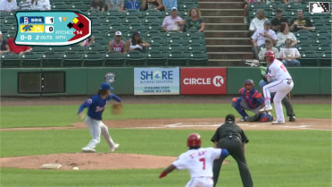 Brandon Lewis singles on a line drive to left fielder Kevin Villavicencio. Daunte Stuart scores.
