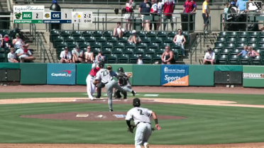 Grady Emerson strikes out swinging and Slater de Brun caught stealing 2nd, catcher Dominic Kibler to shortstop Manuel Campos to catcher Dominic Kibler.
